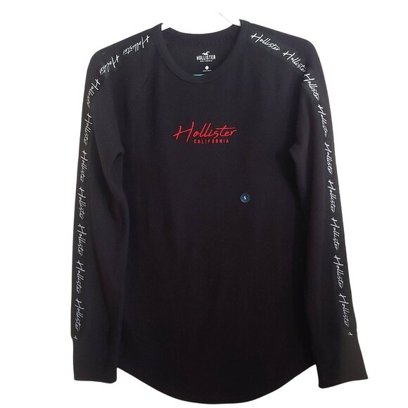 Hollister Tops - Hollister Womens L-Sleeve Waffle Knit Logo Down Both Arms Y2K Thermal S Pullover